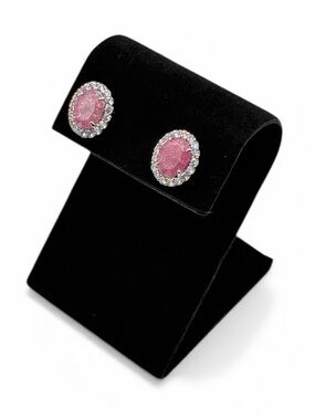 Bomb Party 2424 Earrings Lab Created Rose Ice Crystal On Rhodium Plating